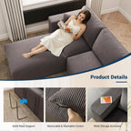 Modular Sleeper Sofa Couch Modern Sectional Couches for Living Room - 79" L-Shaped Cloud Couch - Easy Assembly Corduroy Convertible Sponge Compression Sofas with Chaise for Home House(Grey)