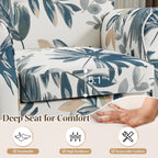 YOLENY Modern Accent Chair,High Back Armchair,Upholstered Fabric Button Single Sofa with Wooden Legs for Living Room,Bedroom,Blue Leaves