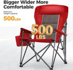 ALPHA CAMP Heavy Duty Camping Chairs with Cup Holder Oversized Folding Chair 500LBS Capacity Outdoor Chair with Headrest,Lawn with Side Pocket for Lawn, Sports and Fishing