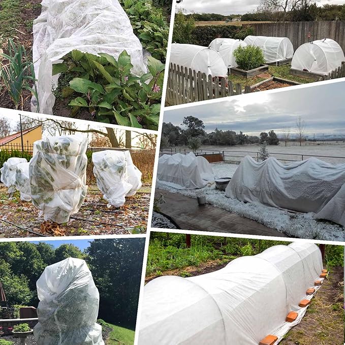 KLEWEE Plant Covers Freeze Protection 10 x 50 Ft, 1.05 oz/yd² Thicker Frost Cloth Plant Freeze Protection, Frost Blankets Covers for Outdoor Plants Winter Frost Protection, Garden Floating Row Covers