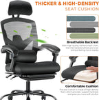 Sweetcrispy Ergonomic Office Chair, Computer Desk Chair with Lumbar Support | High-Back Mesh, 360° Rolling Work, Swivel with Wheels, Comfy Arms, Home Bedroom Study, Black