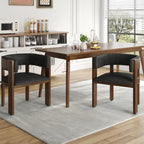 Squireewo Barrel Dining Chairs Set of 2, Modern Dining Room Chairs with Curved Backrest, Kitchen Chairs with Solid Wood Legs, Comfortable PU Leather Upholstered Seat, Adjustable Foot Pad, Dark Grey