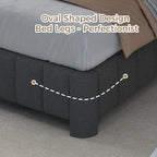 Queen Size Bed Frame with Adjustable Headboard, Grey Boucle Bed Frame