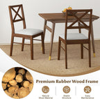 COSTWAY Wood Dining Chairs Set of 4, Upholstered Farmhouse Modern Dining Room Chairs with Backrest and 400LBS Capacity for Kitchen (Brown)