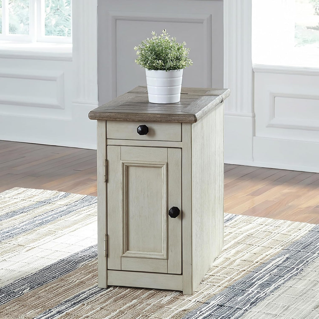 Signature Design by Ashley Bolanburg Farmhouse End Table with USB & Outlets