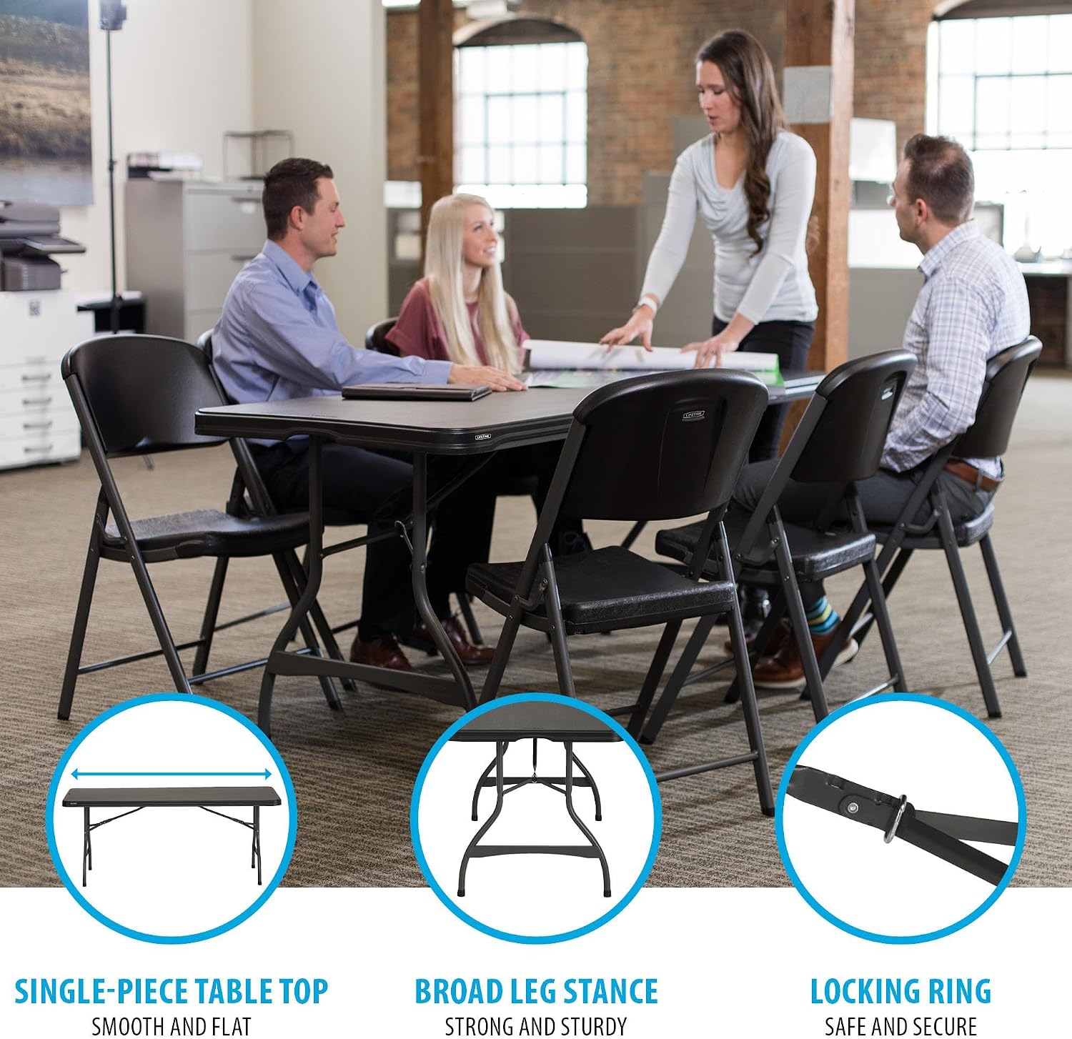 LIFETIME 6-Foot Nesting Folding Table, Commercial, Black