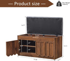 ORRD Shoe Storage Bench with Cushion, Entryway Shoe Cabinet Bench with 2 Scalloped Doors & Adjustable Shelf, 2-Tier Shoe Rack Organizer Cabine for Entryway, Hallway, Living Room (Walnut)