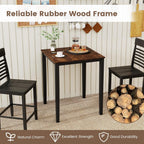 Giantex Square Dining Table for 2-4, 30"x30"x36" Kitchen Table with Solid Rubber Wood Frame, 220lbs Capacity, Space-Saving Dinner Tables for Small Space, Dining Room, Living Room, Pub (Brown + Black)