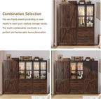 75" Tall Farmhouse 2 Doors Armoire Wardrobe Closet with 3 Drawers and LED,Freestanding Closet Wardrobe Cabinet for Bedroom with Hanging Rod,Wooden Armoire Storage Cabinet with Adjustable shelve(Brown)