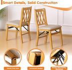 East West Furniture - PNC-OAK-03, A Solid Wood Plano Folding Dining Room Chairs with PU Leather Seat, 3-X Back Design, No Assembly Required, Set of 2, Oak Wood Finish