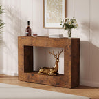 47" Farmhouse Console Table - Long Sofa Table Behind Couch, Wooden Entryway Table for Living Room, Hallway, Entrance, Rustic Rectangular Design, Brown