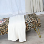 Leopard Print Rectangle Ottoman 46"x16"x17" Faux Fur Entryway Bench Footrest Stool Accent Seating Cheetah Furry Ottoman Bedroom Vanity End of Bed for Bathroom Living Room Decor