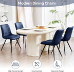 Dining Chairs Set of 2, Modern Dining Chairs with Thick Cushions, Faux Leather Upholstered Kitchen Dining Room Chairs with Metal Legs for Dining Living Room (Navy Blue)