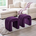 ONEVOG Velvet Pouf Ottomans, Small Ottoman Foot Rest for Couch, 18 Inch Cute Vanity Chairs for Makeup, Living Room Decorative, Sturdy Frame, Upholstered Modern Footrest for Bedroom, Dorm, Purple, 2Pcs