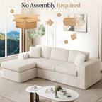 Vongrasig 105" Couches for Living Room, Sectional Couches Modular Sofa with L-Shaped Chaise, Memory Foam Comfy Cloud Couch with Plush Corduroy Fabric, No Assembly Required, (Beige)