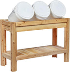 Greenes Fence Three Bucket Cedar Storage with Shelf, 44 in. x 16 in. x 30 in. - Made in USA with North American Cedar