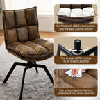 Swivel Dining Chairs Set 2,Mid-Century Modern PU Upholstered with 360°AUTO Swivel Metal Legs,Suitable for Dining Rooms, Living Rooms, and Bedrooms.(Brown)
