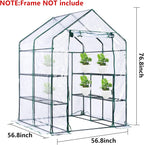 Walk-in Greenhouse Replacement Cover with Roll-Up Zipper Door -56 x 56 x 76 Inch PVC Greenhouse Cover for Outdoor Plant Gardening Plants Cold Frost Protection Wind Rain Proof (Frame Not Include)