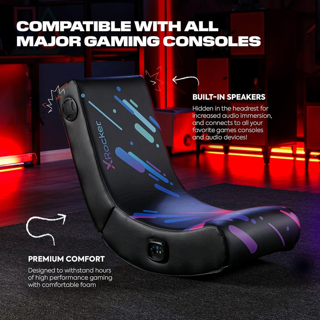 X Rocker Video Gaming Floor Rocker Chair, Built-in Audio, Foldable, for Gamers, Bedroom, or Game Room for Boys, Girls, Teens 5-17, Gifts for Gamers