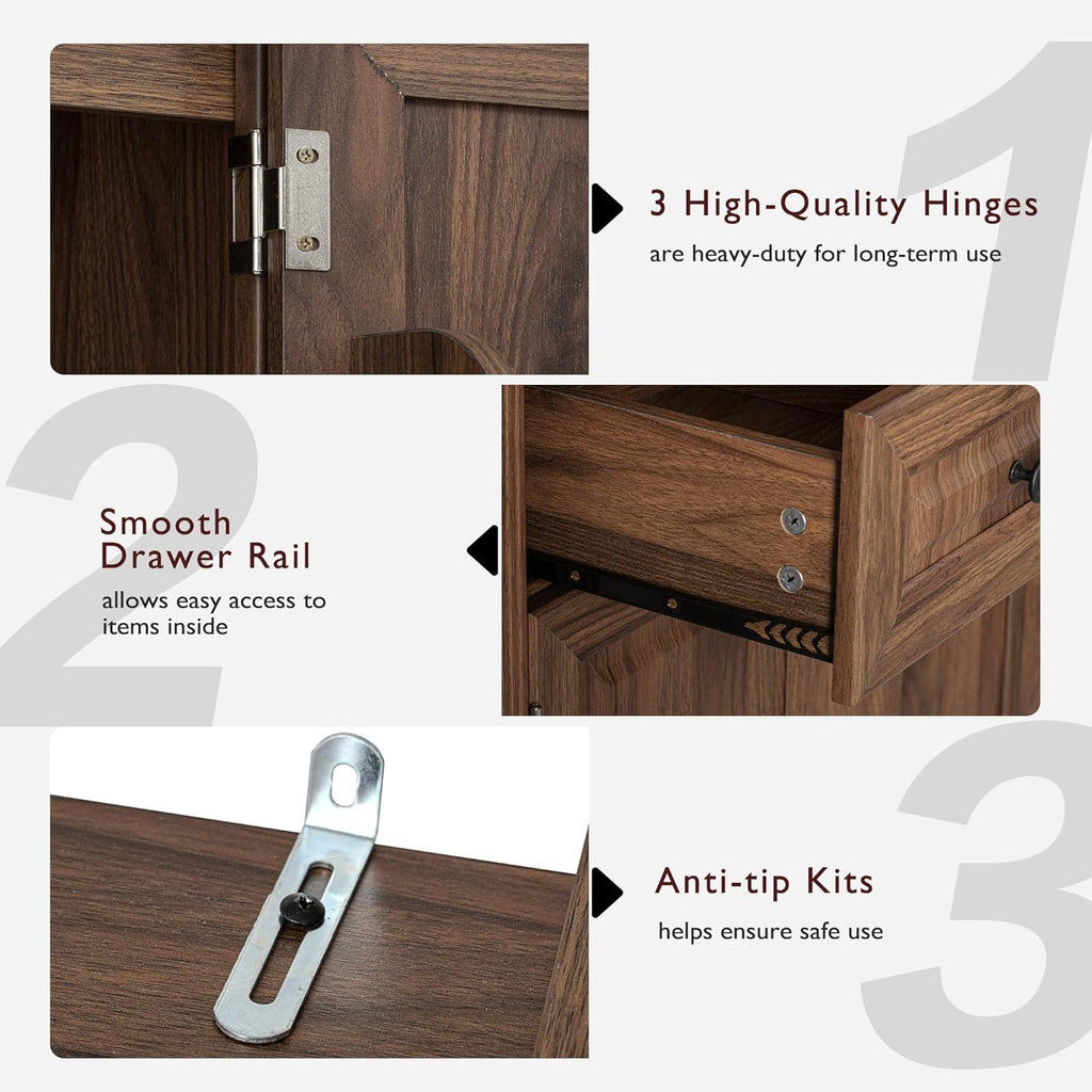 71" Tall Kitchen Pantry Cabinet, Freestanding Storage Cupboard with 3 Pull-Out Organizers, 6 Door Shelves & 2 Drawers, Embossed Texture Finish, for Kitchen Dining Room (Brown 4 doors 2 drawers +MDF)