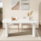 Tribesigns Dining Table for 4-6, Rectangular Wood Kitchen Tables with Double Pedestal, 62-Inch Dinner Tables for Dining Room, Living Room, Easy Assembly, Only Table (White)