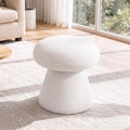 FOXHUNTER Mushroom Pouf Ottoman with 360° Rotation, White | Footstool with Sponge Filling, No Assembly Required, Soft Shoe Stool, Makeup Chair for Living Room Bedroom Entrance