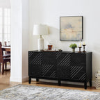 LKTART 60.5" Black Sideboard Buffet Cabinet,Modern Accent Credenza Storage Cabinet with 4 Doors, Media Console Table for Living Room Entryway