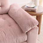 Chaise Lounge Chair Indoor with Storage Ottoman, Comfy Chenille Tufted Loveseat Sofa Chair with USB & Phone Holder, Upholstered Adjustable Backrest Lounge Sofa Chair for Living Room, Bedroom, Pink
