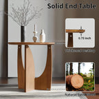 Round End Table, Solid Rubberwood Small Coffee Tables for Living Room, Mid Century Modern End Table for Bedroom, Walnut Color, 19.7''D x 19.7''H