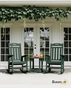 Oversized Outdoor Rocking Chair, High Back Porch Rocker Chair, HDPE All Weather Resistant Rocking Chairs for Patio, 380lbs Weight Capacity, Green