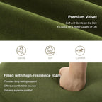 Velvet Storage Ottoman Set of 2, Compact Round Tufted Pair with Removable Lids for Lounge, Dorm and Entryway, Olive Green