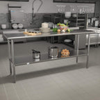 EMMA + OLIVER Stainless Steel 18 Gauge Kitchen Prep and Work Table with Backsplash and Shelf, NSF - 72" W x 30" D