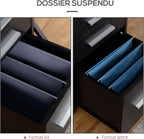 HOMCOM Office Desk Storage Cabinet on Wheels 3 Drawers 1 Lockable 1 Sorter File Folder Wooden Black