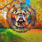 Bulldog Dog Wind Spinners Outdoor Dog Memorial Gifts, 3D Metal Kinetic Hanging Garden Wind Spinner, Spinner Decor, Wind Sculptures for Outdoor & Indoor, Window, Yard Decor (Bulldog 2)