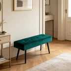 Entryway Bench - 40" Bench for Bedroom, Modern Ottoman End of Bed, Upholstered Bench with Metal Legs, Dining Bench for Living Room, Entryway, Dark Green Velvet