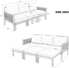 Outdoor Daybed Patio Sofa Bed 3 Seat Sunbed,Sleeper Couch for Patio, Backyard, Pool (Beige/3)