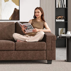 COPIAE 3 Seater Sofa Couch with Deep Seat, 90" Modern Upholstered Sofa with Armrests, Easy Installation, Comfy Couches for Living Room, Apartment,Dark Brown