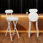 UWEAR Portable Folding Stool,Folding Bar Stool with Back,Leather Padded Counter Height Foldable Stool, Tall Chairs for Adults Kitchen Island Outdoor Shop Cafe(2 PCS Black) (2PCS White)