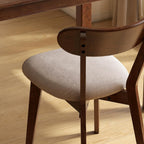 Mid Century Modern Walnut Dining Chair – FAS-Grade Oak Frame, Single Solid Wood Armless Side Chair, Heavy Duty 400 lbs Commercial Grade, Curved Back & Upholstered Seat for Kitchen, Cafe, Restaurant