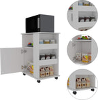 White Single Door Microwave Cabinet with 3 Side Shelves