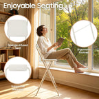 Folding Bar Stool with Backrest,Cushioned Padded Folding Stool,Fashion Bar Stools Set,Folding Counter Height Chairs for Kitchens, Cafes, Milk Tea Dessert Shops (1, White 29.53inch Seat Height)