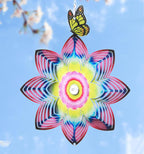 SPRING SONG Butterfly on Mandala Flower Wind Spinner for Yard and Garden Stainless Steel Spinner Indoor and Outdoor Hanging Decor Crafts Ornament Gifts Kinetic Art Yard Garden Hanging Wind Spinner