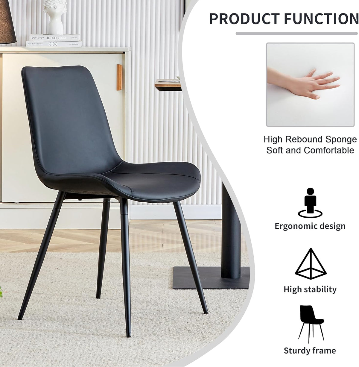 gopop 79" Modern Wood Dining Table Set for 8 with Faux Leather Chairs, Solid Farmhouse Dining Set, Sturdy Modern Rectangular Table for Kitchen, Dining Room or Living Space
