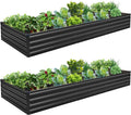10×3×1FT(2PCS) Galvanized Raised Garden Bed Kit, Metal Planter Boxes，Large Outdoor Planters Garden for Planting Vegetables,Flowers,Herbs -Black