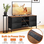 TV Stand for Bedroom, Television Stand for TV up to 46 Inch Entertainment Center Dresser with 4 Drawers Open Storage Shelves for Living Room, Entryway (Black and Rustic Brown)
