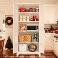 Spaco 71" 2 Shapely Doors Metal Pantry Cabinet,Freestanding Kitchen Storage Cabinet with 4 Adjustable Shelves,Steel Cupboard for Kitchen,Pantry,Dining Room,Living Room. (Cream, 71" H)