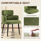 Accent Dining Chair with Arms,Set of 2 Modern Upholstered Desk Chair with Soft Fabric Black Metal Legs, Comfy Spacious Seat & Back for Dining Room/Living Room/Bedroom, Green