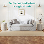 SUNBURY Round Night Stand Set of 2, Farmhouse Bedside Table, Farmhouse End Table, Vintage Wood Nightstand with Drawers, Round Accent Table for Living Room, Bedroom, No Assembly Required