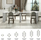 Expandable Dining Room Table, Extendable Table for 10-12 People, Folding Console Table, Space Saving Kitchen Table for Apartment, Marble and White