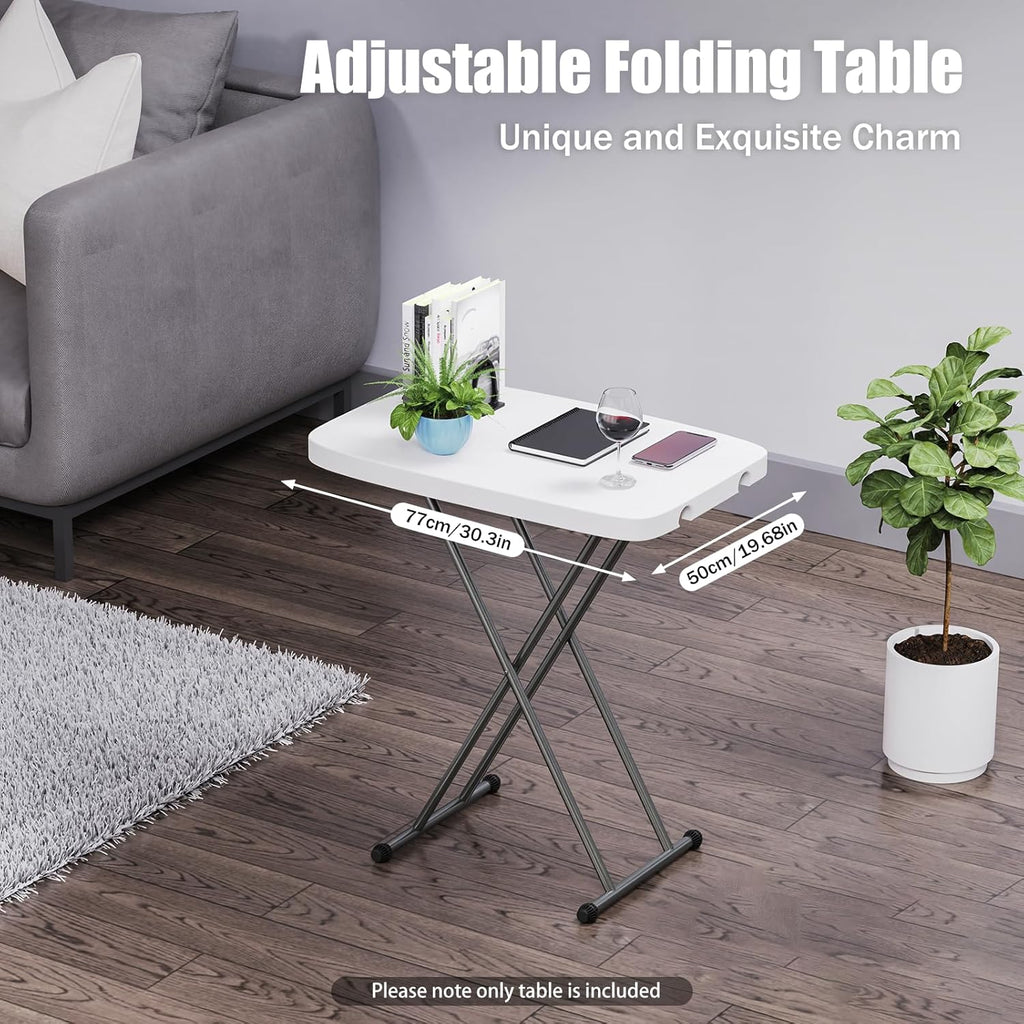 Adjustable Height Folding Table, Portable Lift-Up Desk for Home, Office & Outdoor Camping, Space-Saving Foldable Design with Enhanced Stability